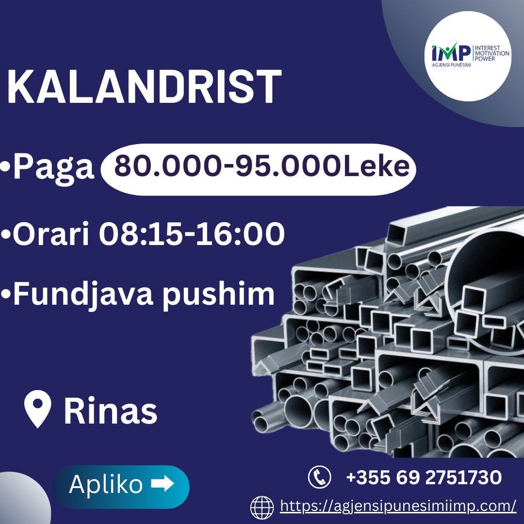 Kalandrist,  Paga 80.000-95.000Leke📍Rinas
